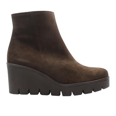 GABOR 804501 WEDGE ANKLE BOOT - BROWN SUEDE